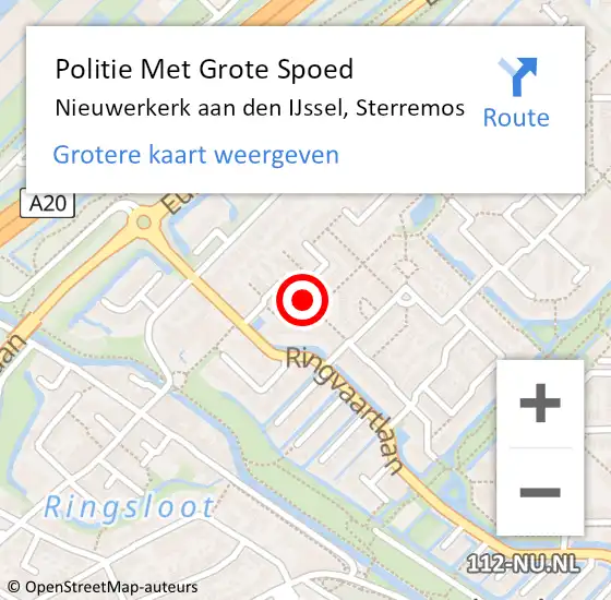 Locatie op kaart van de 112 melding: Politie Met Grote Spoed Naar Nieuwerkerk aan den IJssel, Sterremos op 21 augustus 2021 18:12