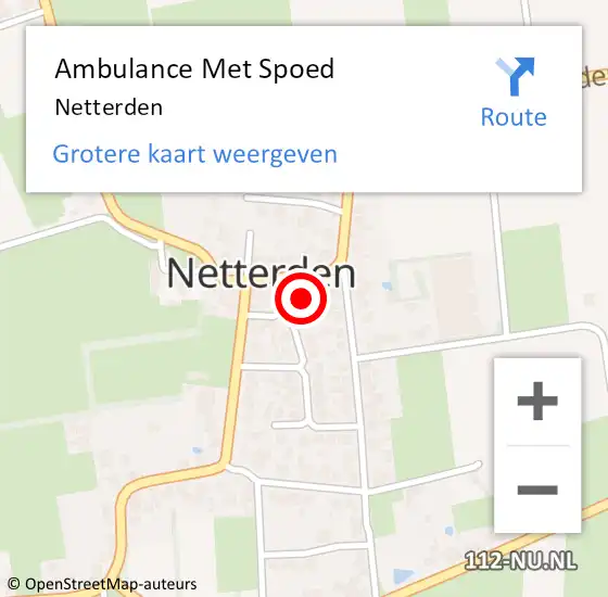 Locatie op kaart van de 112 melding: Ambulance Met Spoed Naar Netterden op 21 augustus 2021 18:12