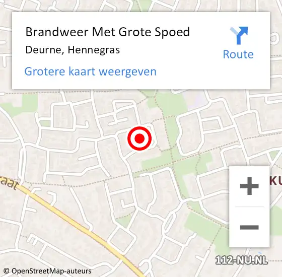 Locatie op kaart van de 112 melding: Brandweer Met Grote Spoed Naar Deurne, Hennegras op 21 augustus 2021 18:16