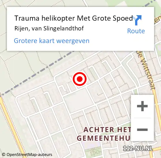 Locatie op kaart van de 112 melding: Trauma helikopter Met Grote Spoed Naar Rijen, van Slingelandthof op 21 augustus 2021 18:17