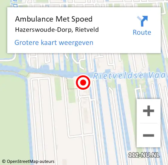 Locatie op kaart van de 112 melding: Ambulance Met Spoed Naar Hazerswoude-Dorp, Rietveld op 21 augustus 2021 18:21