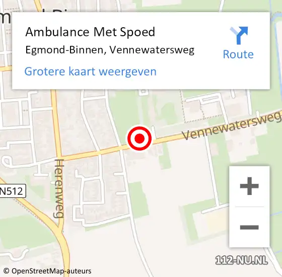 Locatie op kaart van de 112 melding: Ambulance Met Spoed Naar Egmond-Binnen, Vennewatersweg op 21 augustus 2021 18:30
