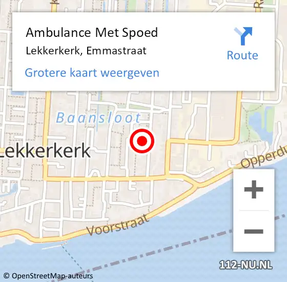 Locatie op kaart van de 112 melding: Ambulance Met Spoed Naar Lekkerkerk, Emmastraat op 21 augustus 2021 18:52