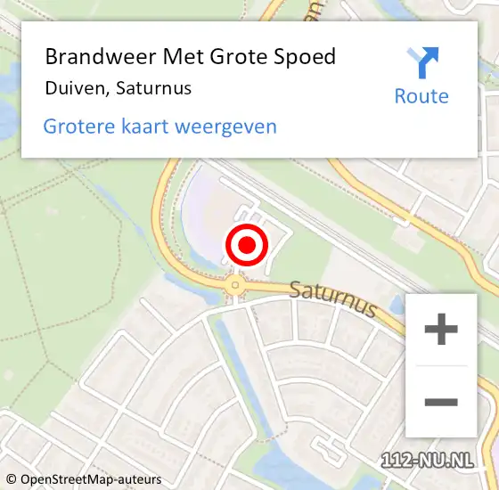 Locatie op kaart van de 112 melding: Brandweer Met Grote Spoed Naar Duiven, Saturnus op 21 augustus 2021 18:57