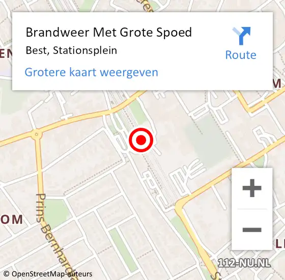 Locatie op kaart van de 112 melding: Brandweer Met Grote Spoed Naar Best, Stationsplein op 21 augustus 2021 19:09