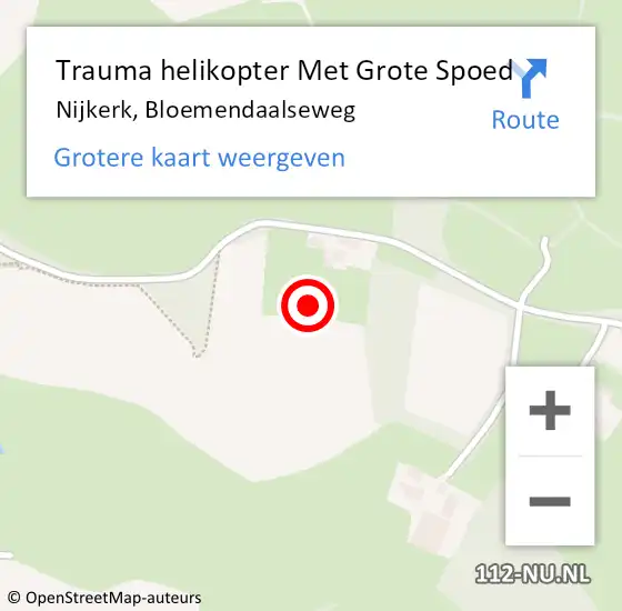 Locatie op kaart van de 112 melding: Trauma helikopter Met Grote Spoed Naar Nijkerk, Bloemendaalseweg op 21 augustus 2021 19:13