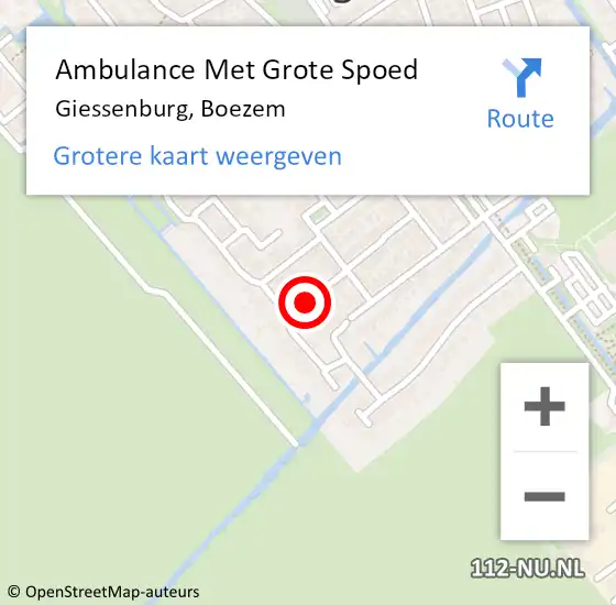 Locatie op kaart van de 112 melding: Ambulance Met Grote Spoed Naar Giessenburg, Boezem op 21 augustus 2021 19:17