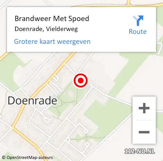 Locatie op kaart van de 112 melding: Brandweer Met Spoed Naar Doenrade, Vielderweg op 21 augustus 2021 19:29