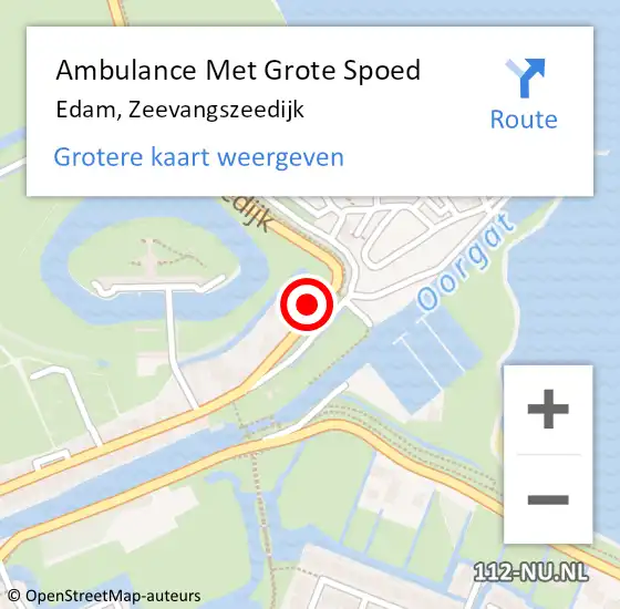 Locatie op kaart van de 112 melding: Ambulance Met Grote Spoed Naar Edam, Zeevangszeedijk op 21 augustus 2021 19:40