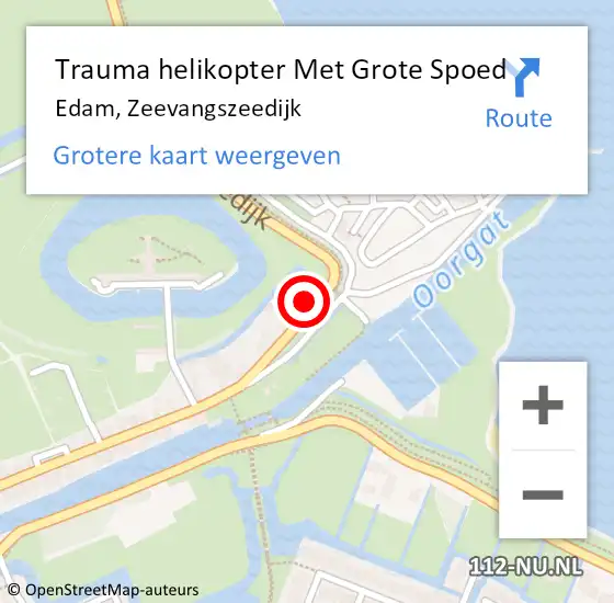 Locatie op kaart van de 112 melding: Trauma helikopter Met Grote Spoed Naar Edam, Zeevangszeedijk op 21 augustus 2021 19:41