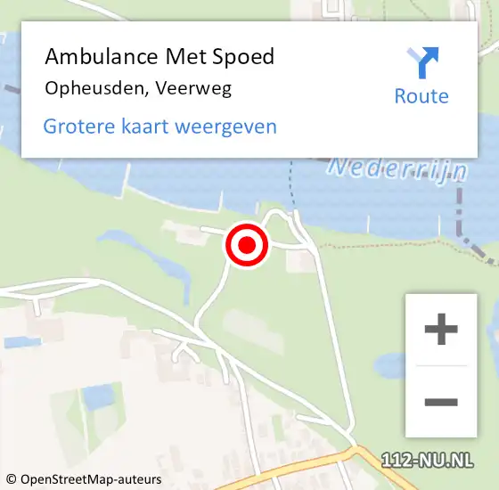 Locatie op kaart van de 112 melding: Ambulance Met Spoed Naar Opheusden, Veerweg op 21 augustus 2021 19:51