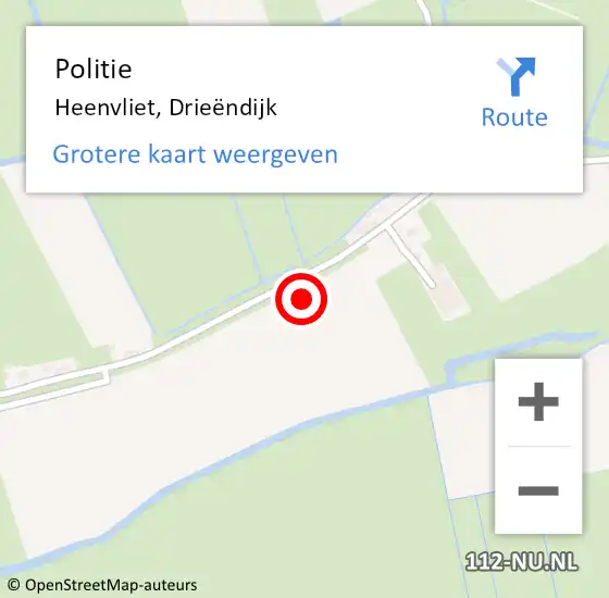 Locatie op kaart van de 112 melding: Politie Heenvliet, Drieëndijk op 21 augustus 2021 19:59