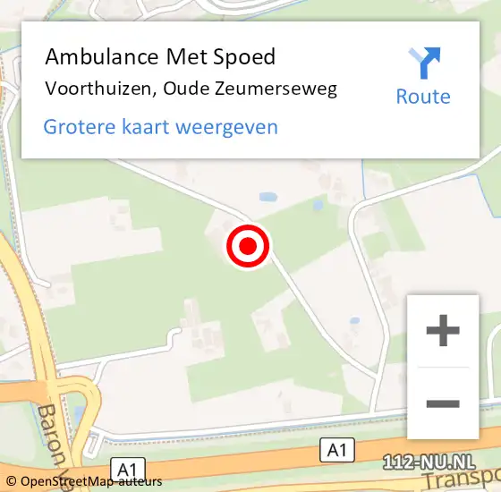 Locatie op kaart van de 112 melding: Ambulance Met Spoed Naar Voorthuizen, Oude Zeumerseweg op 21 augustus 2021 20:06