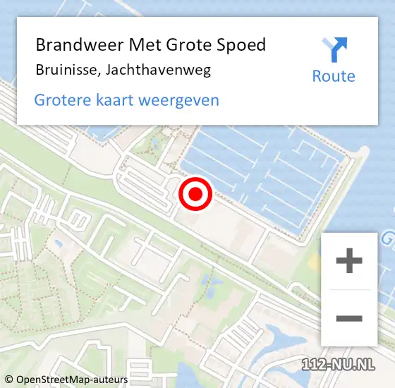 Locatie op kaart van de 112 melding: Brandweer Met Grote Spoed Naar Bruinisse, Jachthavenweg op 21 augustus 2021 20:27