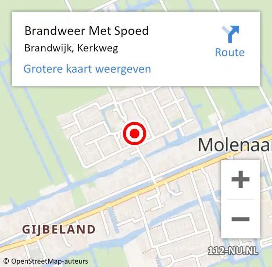 Locatie op kaart van de 112 melding: Brandweer Met Spoed Naar Brandwijk, Kerkweg op 21 augustus 2021 20:41