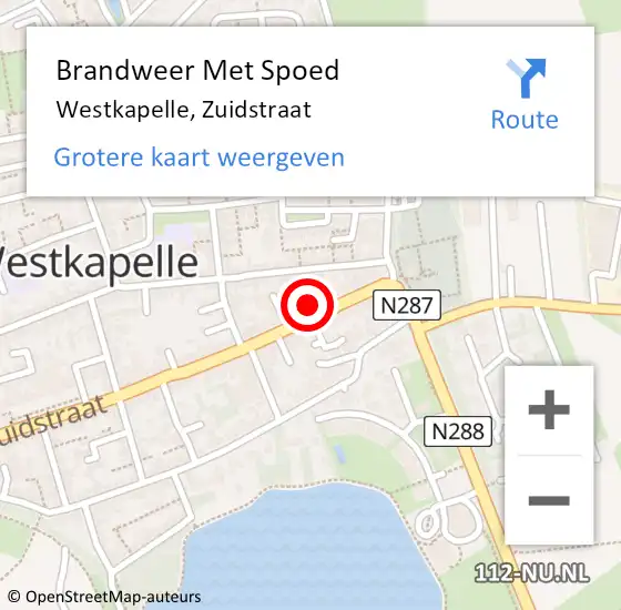 Locatie op kaart van de 112 melding: Brandweer Met Spoed Naar Westkapelle, Zuidstraat op 21 augustus 2021 21:02