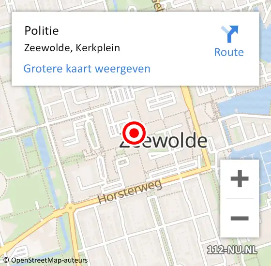 Locatie op kaart van de 112 melding: Politie Zeewolde, Kerkplein op 21 augustus 2021 21:28