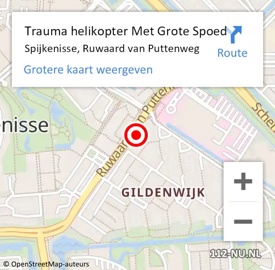 Locatie op kaart van de 112 melding: Trauma helikopter Met Grote Spoed Naar Spijkenisse, Ruwaard van Puttenweg op 21 augustus 2021 21:49