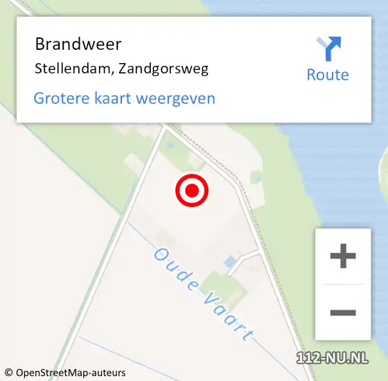 Locatie op kaart van de 112 melding: Brandweer Stellendam, Zandgorsweg op 21 augustus 2021 21:49