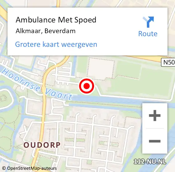 Locatie op kaart van de 112 melding: Ambulance Met Spoed Naar Alkmaar, Beverdam op 21 augustus 2021 21:54