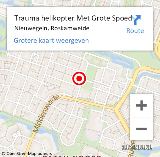 Locatie op kaart van de 112 melding: Trauma helikopter Met Grote Spoed Naar Nieuwegein, Roskamweide op 21 augustus 2021 22:37