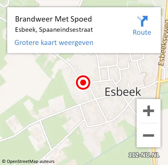 Locatie op kaart van de 112 melding: Brandweer Met Spoed Naar Esbeek, Spaaneindsestraat op 21 augustus 2021 22:52