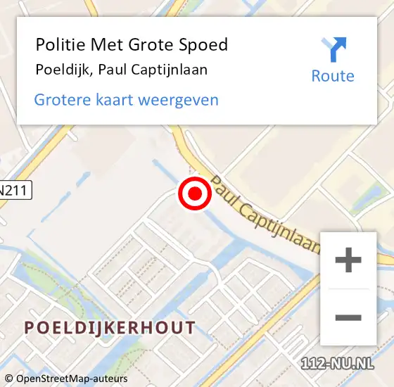 Locatie op kaart van de 112 melding: Politie Met Grote Spoed Naar Poeldijk, Paul Captijnlaan op 21 augustus 2021 23:06