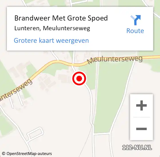 Locatie op kaart van de 112 melding: Brandweer Met Grote Spoed Naar Lunteren, Meulunterseweg op 21 augustus 2021 23:26