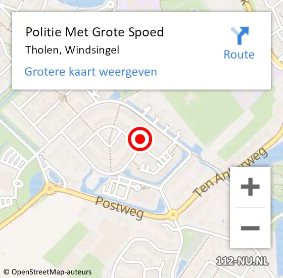 Locatie op kaart van de 112 melding: Politie Met Grote Spoed Naar Tholen, Windsingel op 21 augustus 2021 23:27