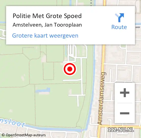 Locatie op kaart van de 112 melding: Politie Met Grote Spoed Naar Amstelveen, Jan Tooroplaan op 22 augustus 2021 00:12