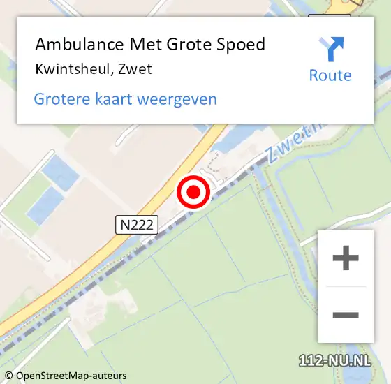 Locatie op kaart van de 112 melding: Ambulance Met Grote Spoed Naar Kwintsheul, Zwet op 22 augustus 2021 00:20