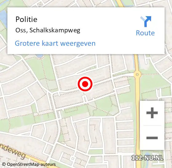 Locatie op kaart van de 112 melding: Politie Oss, Schalkskampweg op 22 augustus 2021 00:25