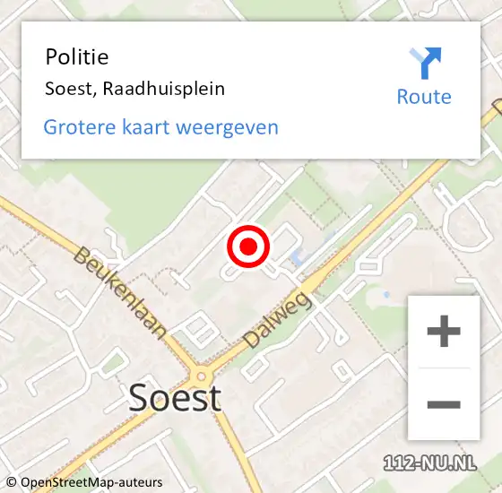 Locatie op kaart van de 112 melding: Politie Soest, Raadhuisplein op 22 augustus 2021 00:35