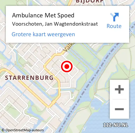 Locatie op kaart van de 112 melding: Ambulance Met Spoed Naar Voorschoten, Jan Wagtendonkstraat op 22 augustus 2021 01:24