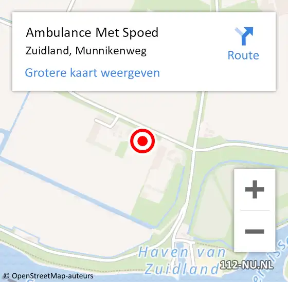 Locatie op kaart van de 112 melding: Ambulance Met Spoed Naar Zuidland, Munnikenweg op 22 augustus 2021 01:26