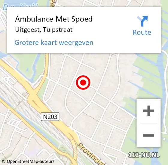 Locatie op kaart van de 112 melding: Ambulance Met Spoed Naar Uitgeest, Tulpstraat op 22 augustus 2021 01:34