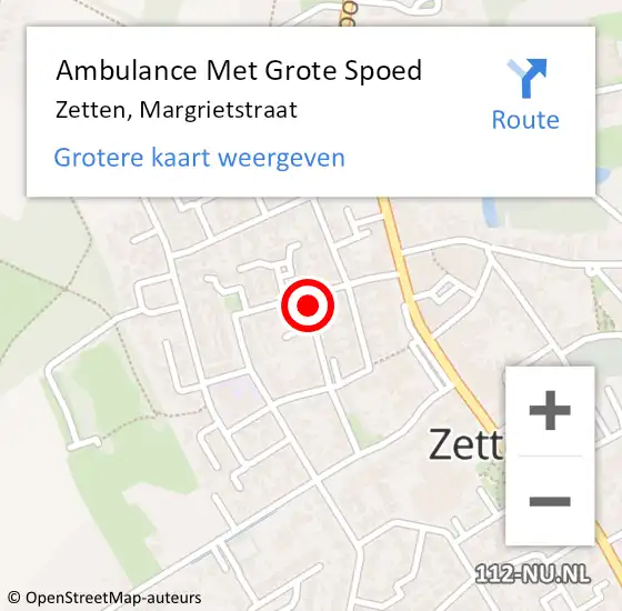 Locatie op kaart van de 112 melding: Ambulance Met Grote Spoed Naar Zetten, Margrietstraat op 22 augustus 2021 01:46