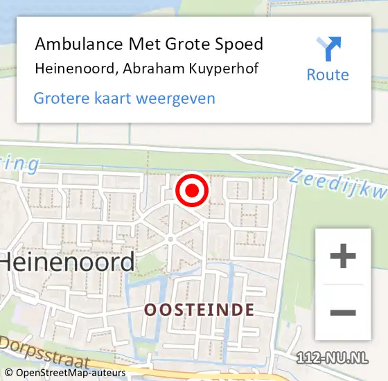 Locatie op kaart van de 112 melding: Ambulance Met Grote Spoed Naar Heinenoord, Abraham Kuyperhof op 22 augustus 2021 01:49