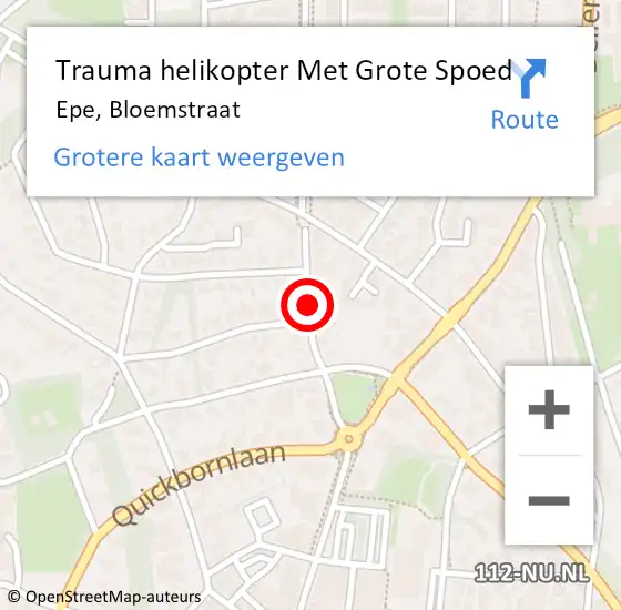 Locatie op kaart van de 112 melding: Trauma helikopter Met Grote Spoed Naar Epe, Bloemstraat op 22 augustus 2021 02:29