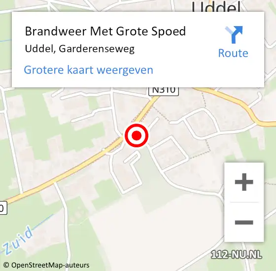 Locatie op kaart van de 112 melding: Brandweer Met Grote Spoed Naar Uddel, Garderenseweg op 22 augustus 2021 02:44