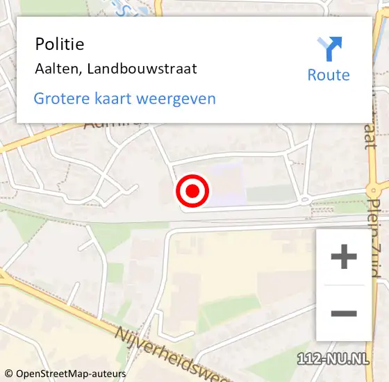 Locatie op kaart van de 112 melding: Politie Aalten, Landbouwstraat op 22 augustus 2021 03:06