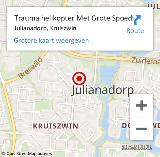 Locatie op kaart van de 112 melding: Trauma helikopter Met Grote Spoed Naar Julianadorp, Kruiszwin op 22 augustus 2021 03:28