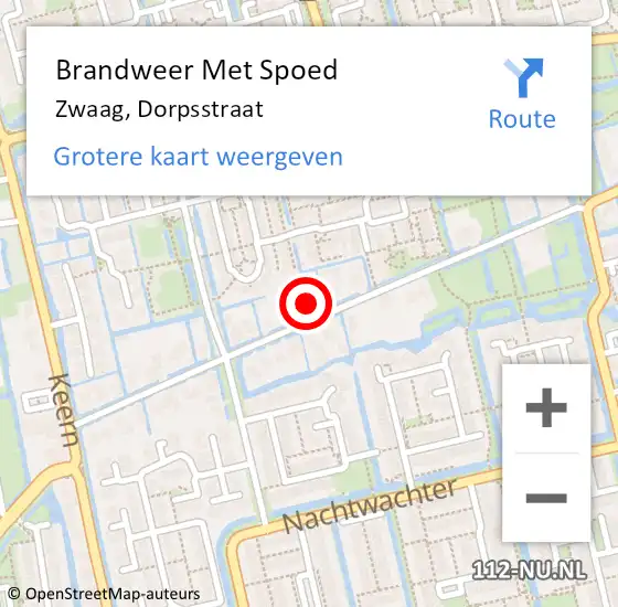 Locatie op kaart van de 112 melding: Brandweer Met Spoed Naar Zwaag, Dorpsstraat op 22 augustus 2021 03:54