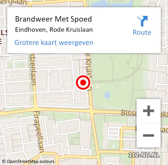 Locatie op kaart van de 112 melding: Brandweer Met Spoed Naar Eindhoven, Rode Kruislaan op 22 augustus 2021 04:13