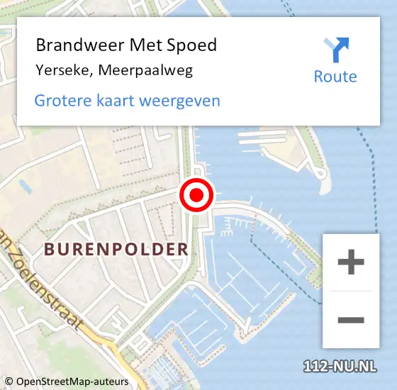 Locatie op kaart van de 112 melding: Brandweer Met Spoed Naar Yerseke, Meerpaalweg op 22 augustus 2021 04:20