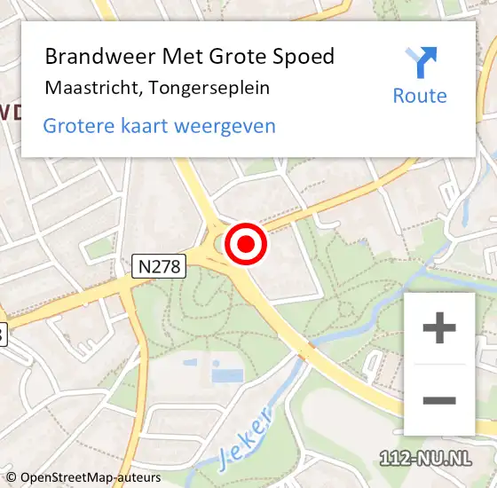 Locatie op kaart van de 112 melding: Brandweer Met Grote Spoed Naar Maastricht, Tongerseplein op 22 augustus 2021 04:41