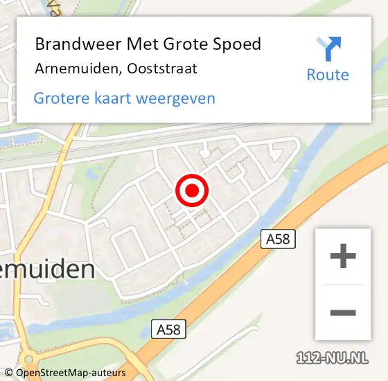 Locatie op kaart van de 112 melding: Brandweer Met Grote Spoed Naar Arnemuiden, Ooststraat op 22 augustus 2021 07:03