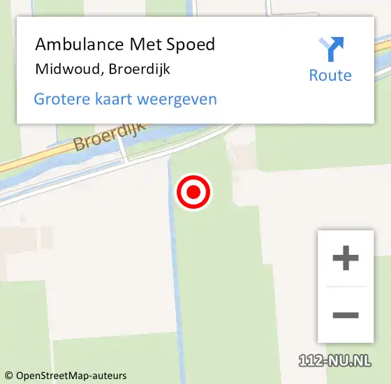 Locatie op kaart van de 112 melding: Ambulance Met Spoed Naar Midwoud, Broerdijk op 22 augustus 2021 07:05