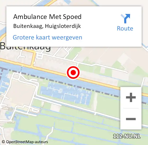 Locatie op kaart van de 112 melding: Ambulance Met Spoed Naar Buitenkaag, Huigsloterdijk op 22 augustus 2021 07:07