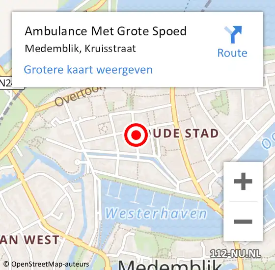 Locatie op kaart van de 112 melding: Ambulance Met Grote Spoed Naar Medemblik, Kruisstraat op 22 augustus 2021 08:17